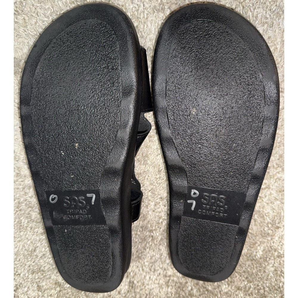 SAS Huggy Sandals Shoes Women's 10 M Black Leather Strappy Tripad Comfort EUC - Picture 10 of 11